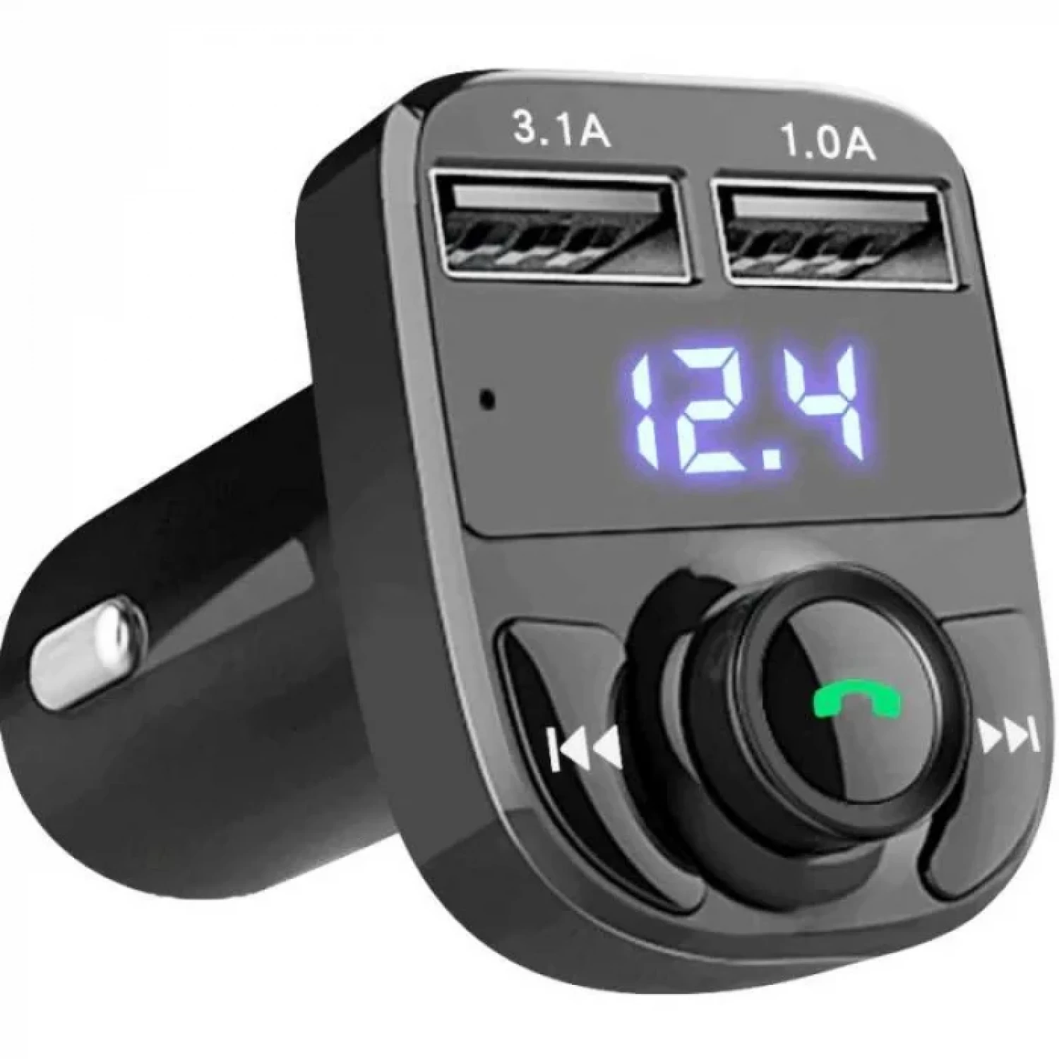 Accesorii Auto - Modulator Auto Bluetooth X8 cu 2xUSB 3.1A, Voltmetru și Afisaj LCD - Frecvență 87.5 - 108.0 MHz, Suport MicroSD și USB, Redare Apeluri Telefonice și Încărcare Rapidă