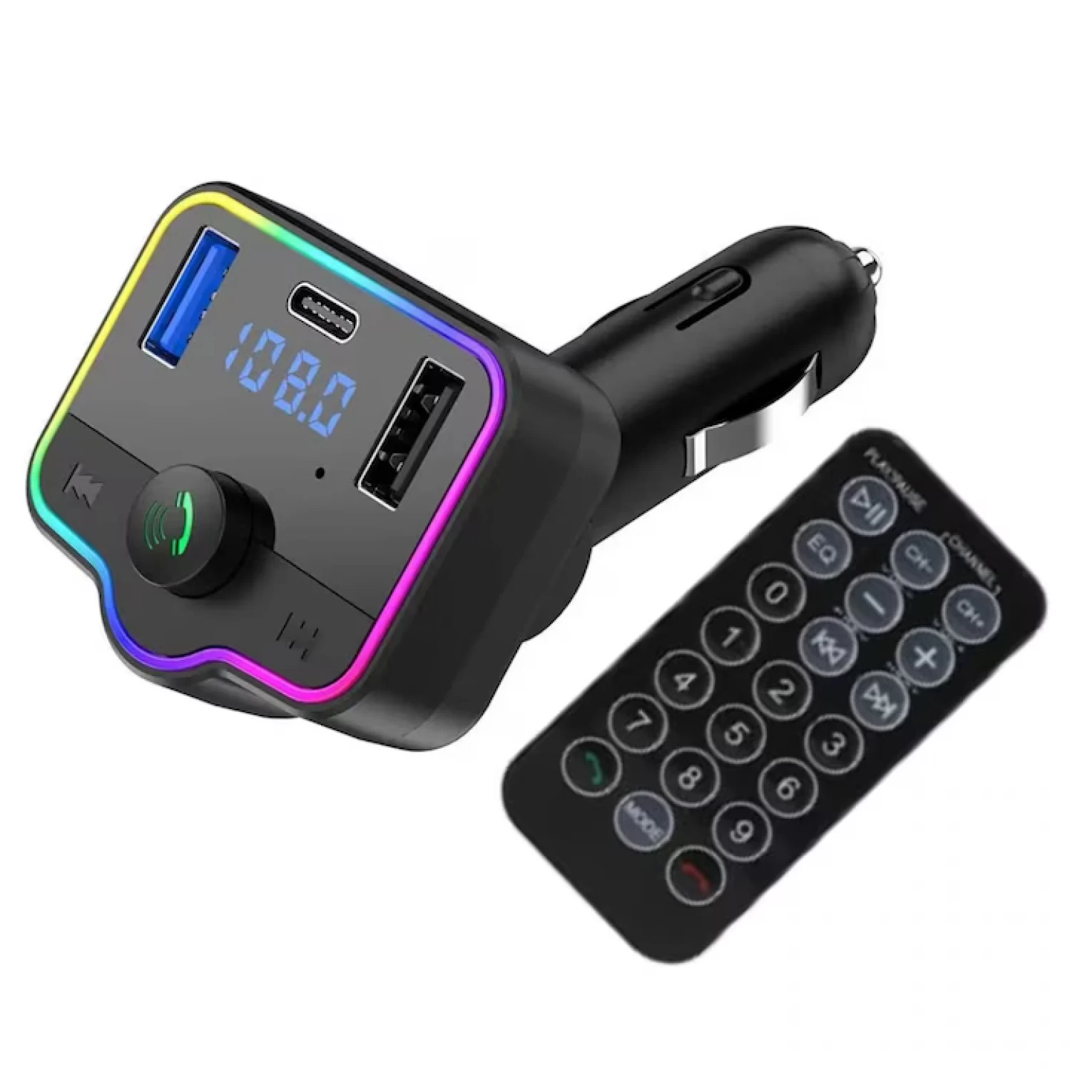 Accesorii Auto - Modulator FM auto M46 cu telecomanda, Handsfree, Dual USB, Bluetooth 5.0, Transmitator FM cu functie de incarcator auto, Port USB Type C