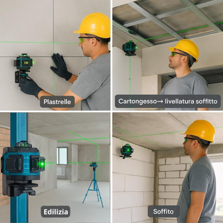 Nivelă Laser 4D Profesională, 16 Linii Verzi 360°, Autonivelare Automată, Trepied Reglabil și Bază Rotativă 360°, Telecomandă, 2 Baterii Incluse, Suport Magnetic, Ochelari și Valiză [2]
