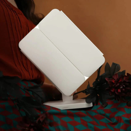 Oglindă Cosmetică LED pentru Machiaj - Zoom 2X/3X, Iluminare Reglabilă, Touch, Rotire 360°, Alimentare USB, 3 Oglinzi Laterale, Alb [8]