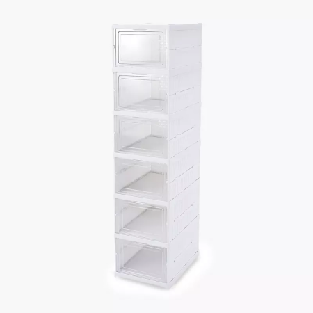 Rafturi, Organizatoare si Suporturi - Organizator Încălțăminte Pliabil 6 Niveluri, Raft Compact cu Uși Transparente, Dimensiuni 35x26x105,5 cm, Design Practic pentru Economisirea Spațiului și Depozitare Ordonată