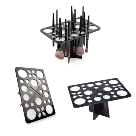 Organizator pensule machiaj cu 28 de sloturi, design pliabil rectangular, din plastic mat, compact și ușor de utilizat [2]
