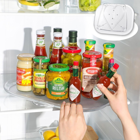Organizator rotativ pentru frigider sau dulap 40×30 cm, rotație 360°, suprafață anti-alunecare, transparent, acces rapid și eficient [2]