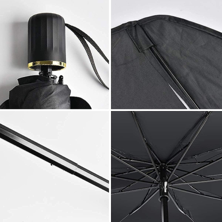 Parasolar auto tip umbrelă pentru parbriz 130x70 cm, pliabil, protecție UV și anti-căldură, deschidere rapidă, universal, cu husă depozitare [1]