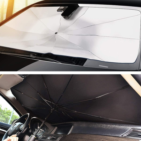 Parasolar auto tip umbrelă pentru parbriz 130x70 cm, pliabil, protecție UV și anti-căldură, deschidere rapidă, universal, cu husă depozitare [6]
