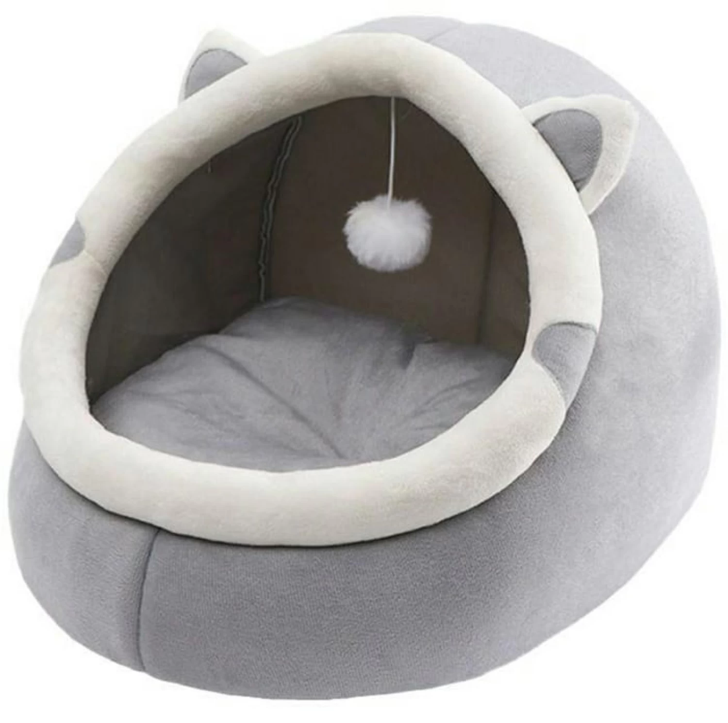 Pentru animale de companie - Pat pentru Pisici Semi-Închis - Confortabil și Moale, Din Catifea de Cristal și Bumbac PP, Lavabil, Design Modern, marime M