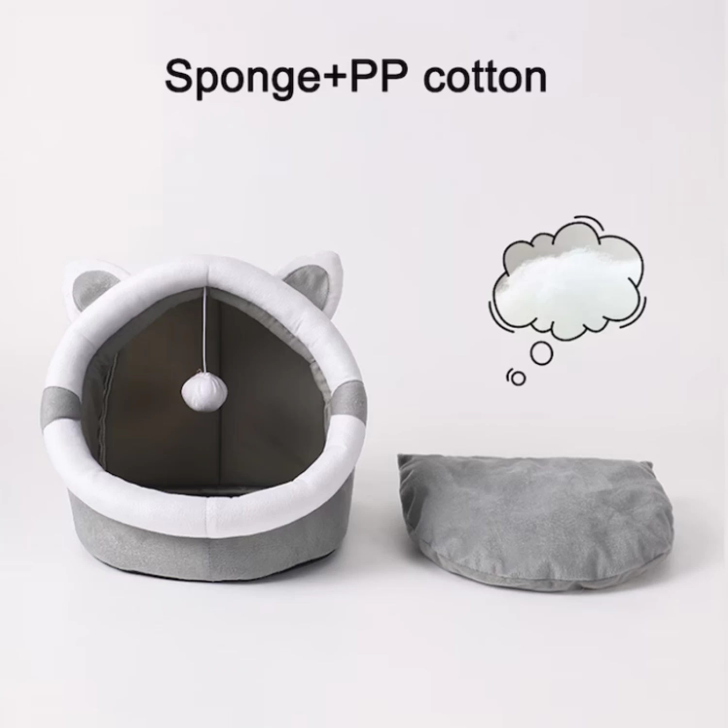 Pat pentru Pisici Semi-Închis - Confortabil și Moale, Din Catifea de Cristal și Bumbac PP, Lavabil, Design Modern, marime M [2]