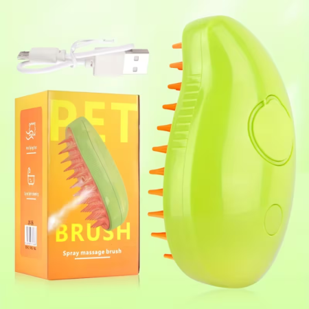 Pentru animale de companie - Perie Electrică cu Abur 3-în-1 pentru Animale de Companie, Pisici și Câini, Curățare, Delintare și Masaj, USB Tip-C Reîncărcabilă, Design Ergonomic