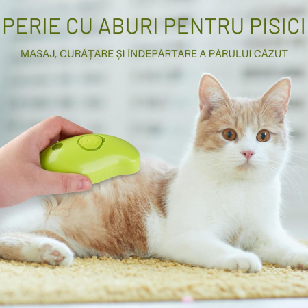 Perie Electrică cu Abur 3-în-1 pentru Animale de Companie, Pisici și Câini, Curățare, Delintare și Masaj, USB Tip-C Reîncărcabilă, Design Ergonomic [7]