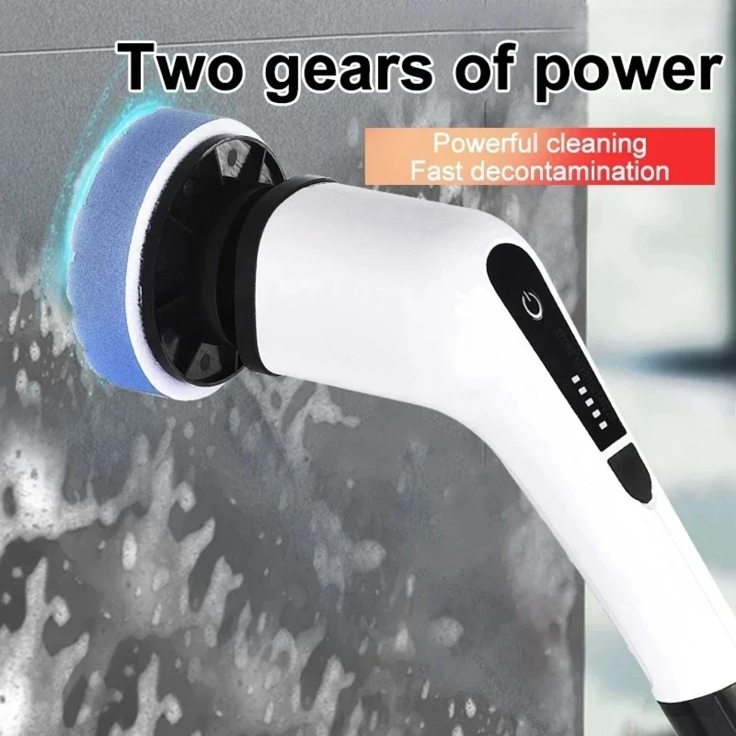 Perie Electrica Rotativa pentru Curatare Bucatarie, Baie, Pardoseala, Geamuri, Masina, 9 Capete, Autonomie 90 de Minute, 450 RPM, 2 Viteze, Maner Extensibil de 137 cm, Reincarcabila USB, Aluminiu, Alb [2]