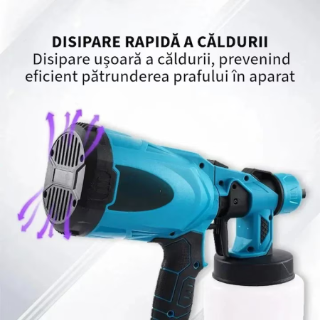 Pistol de vopsit fără fir 20V, putere 200W, rezervor 800 ml, debit 500-800 ml/min, pulverizare reglabilă, utilizare precisă [4]