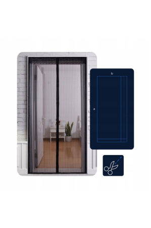Plasă anti-insecte pentru uși 100×210cm, sistem magnetic cu 14 magneți, montare simplă cu Velcro, culoare negru [1]