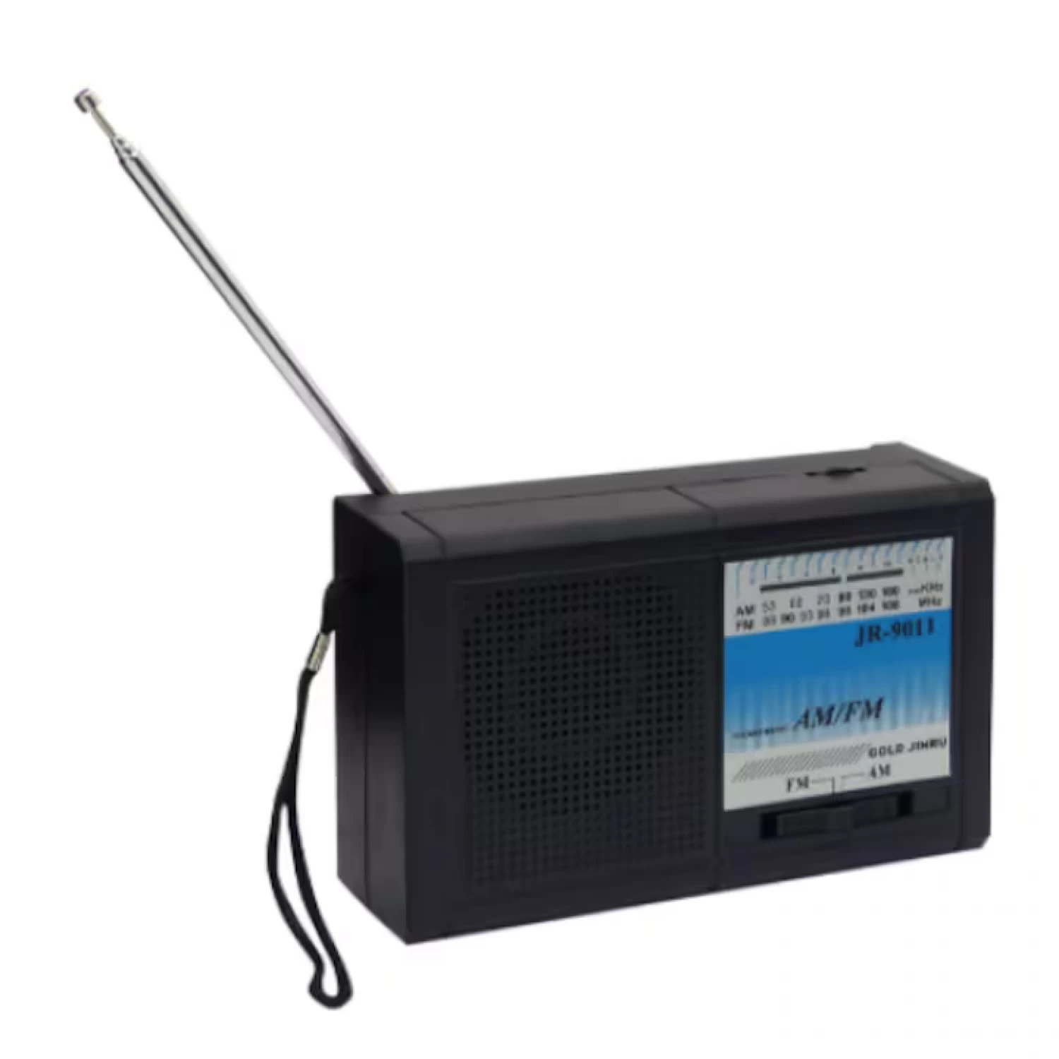 Radio cu ceas & portabile - Radio AM/FM Gold JR-9011 - Design Vintage Elegant cu Detalii Aurii, Recepție AM/FM, Sunet Clar și Fidel, Portabil și Ușor de Utilizat, Ideal pentru Acasă, Birou sau Spații Interioare - Culoare Negru, 