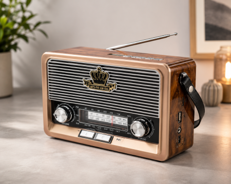 Radio cu ceas & portabile - Radio Portabil Bluetooth Retro YG-2112BTS, Radio FM/AM/SW, Redare MP3 prin Bluetooth, USB, Card TF și AUX, Difuzor Integrat, Acumulator Reîncărcabil, Design Vintage, Dimensiuni 182 × 131 × 69 mm