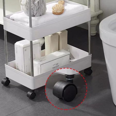 Raft mobil cu 3 polițe și roți, realizat din metal și plastic, design compact cu aerisire, alb [4]