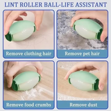 Rolă de Scame Reutilizabilă din Silicon cu Mâner, Adeziv Puternic pentru Îndepărtarea Părului de Animale, Curățare Ușoară sub Jet de Apă, Design Practic și Durabil, Culoare Verde [4]