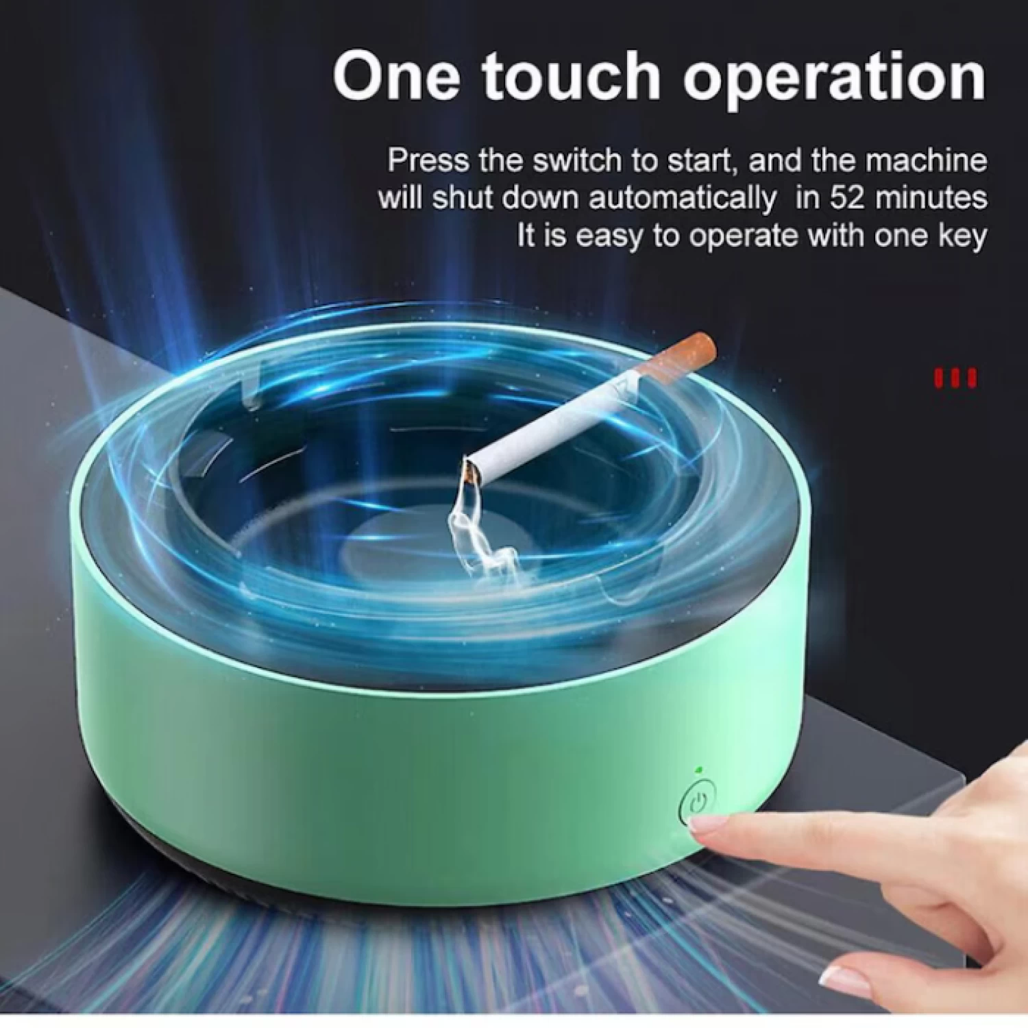 Scrumieră Electrică Multifuncțională cu Ventilator și Filtru Antifum - Eliminare Mirosuri, Pastilă Odorizantă Inclusă, Design Portabil Verde [3]