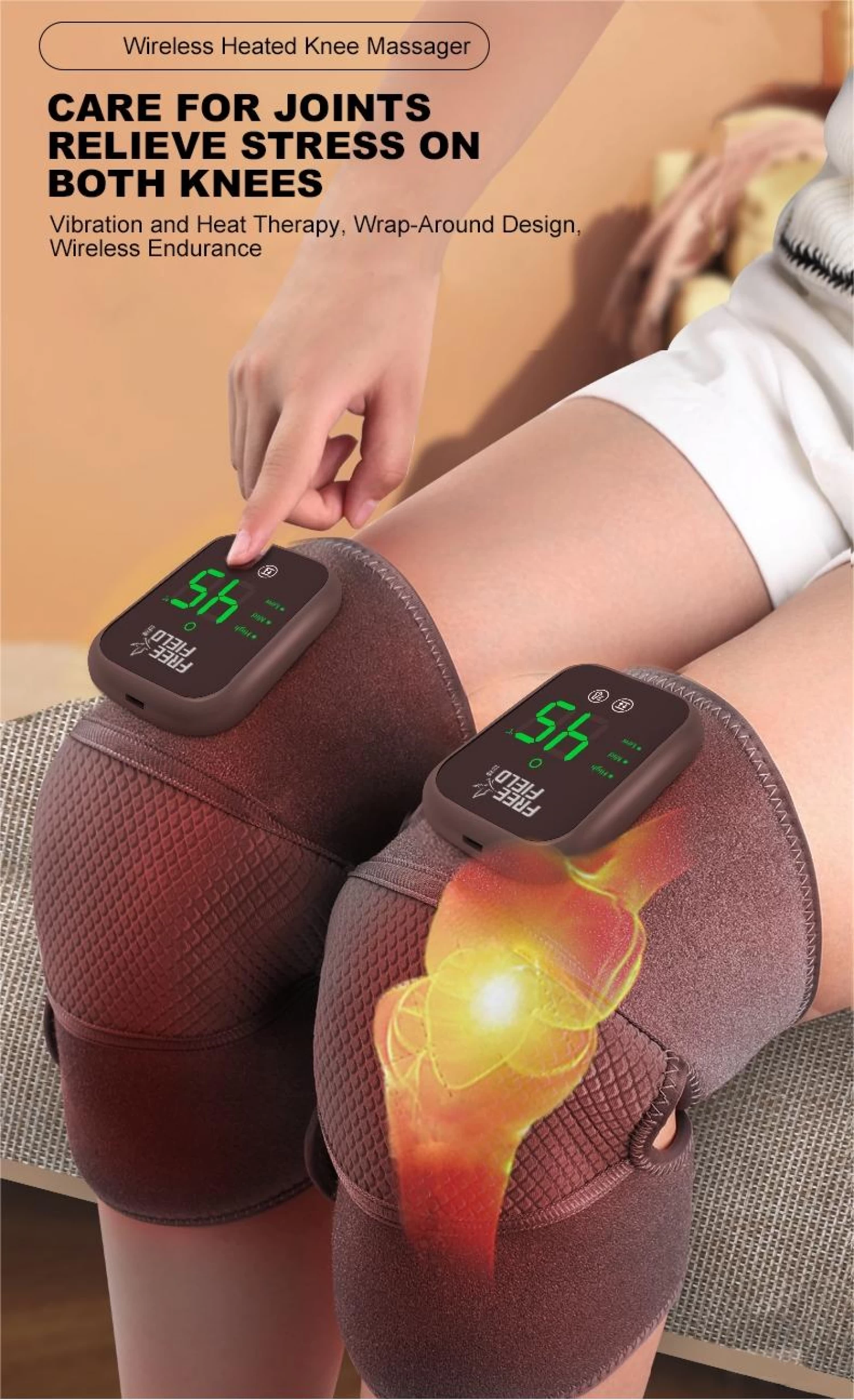 Set 2 aparate tip Genunchiera cu 3 functii de Incalzire si 3 functii de Masaj tip VibratI, Ameliorareaza Durerea de Umar, Cot, Genunchi, Marime Universala, Negru [10]