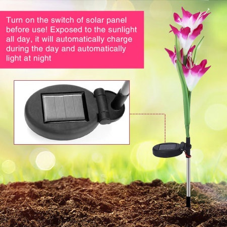 Set 2 Lampi Solare LED pentru Grădină, Design Floral Decorativ, Alimentare cu Energie Solară, Dimensiuni 30x10 cm, Instalare Ușoară și Rezistență la Exterior [1]
