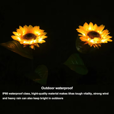 Set 2 Lampi Solare LED pentru Grădină Tip Floarea-Soarelui, Schimbare Automată a Culorii, Baterie 600 mAh, Rezistente la Intemperii, Alimentare Solară pentru Iluminare Decorativă Exterior [4]