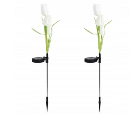 Set 2 Lampi Solare pentru Grădină Tip Lalea, Înălțime 80 cm, Flux Luminos 30 lm, Iluminare Albă, Alimentare Solară Eco-Friendly, Design Decorativ pentru Exterior [1]