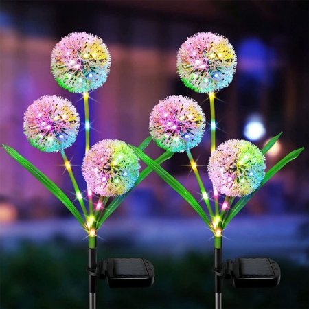 Set 2 Lampi Solare Tip Floare, Rezistente la Intemperii, Instalare Ușoară fără Cabluri, Iluminare Multicolor, Design Decorativ Ideal pentru Grădină, Aleile Exterioare [2]