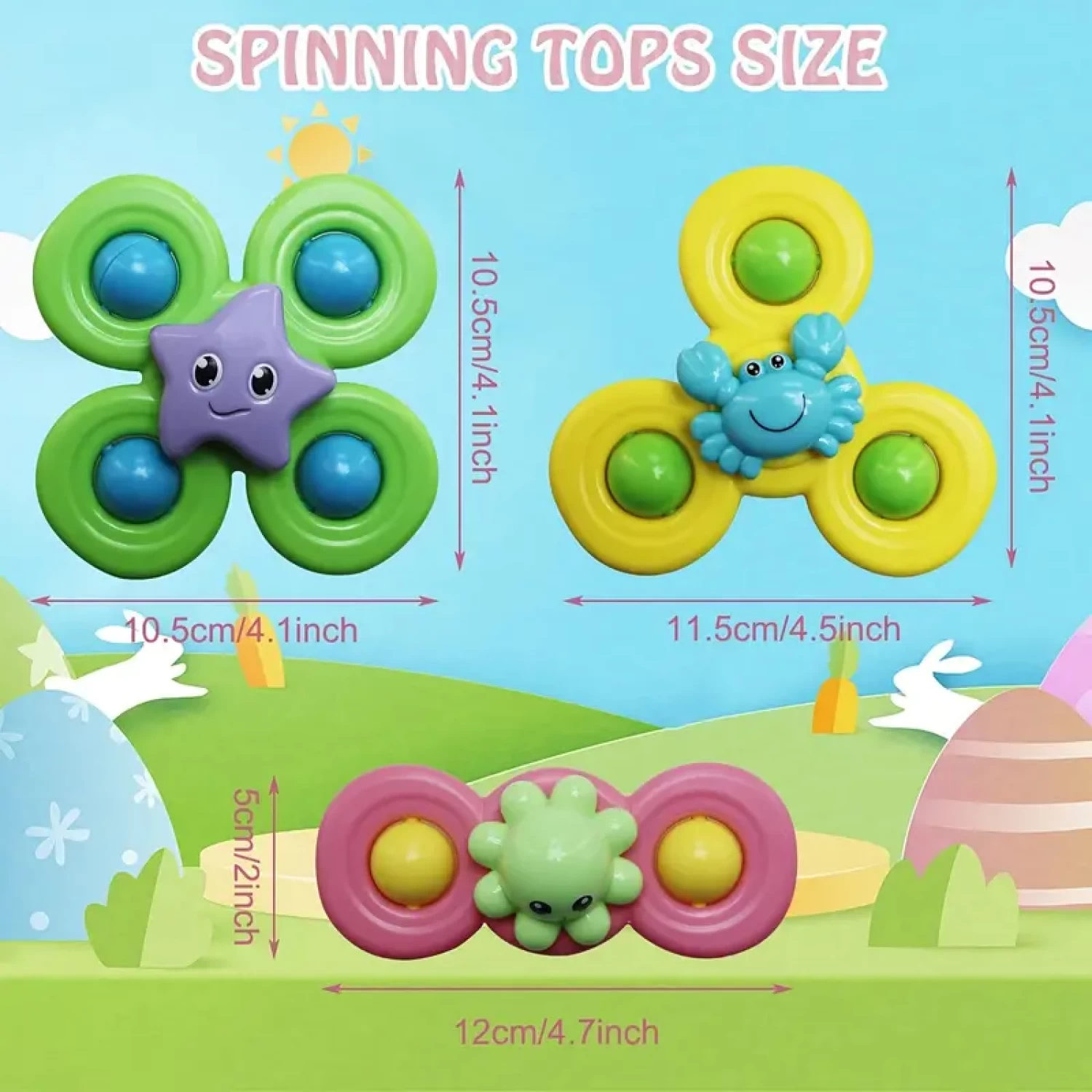 Set 3 Jucării Interactive cu Ventuză pentru Bebe - Spinner Educativ 1-2 Ani [5]