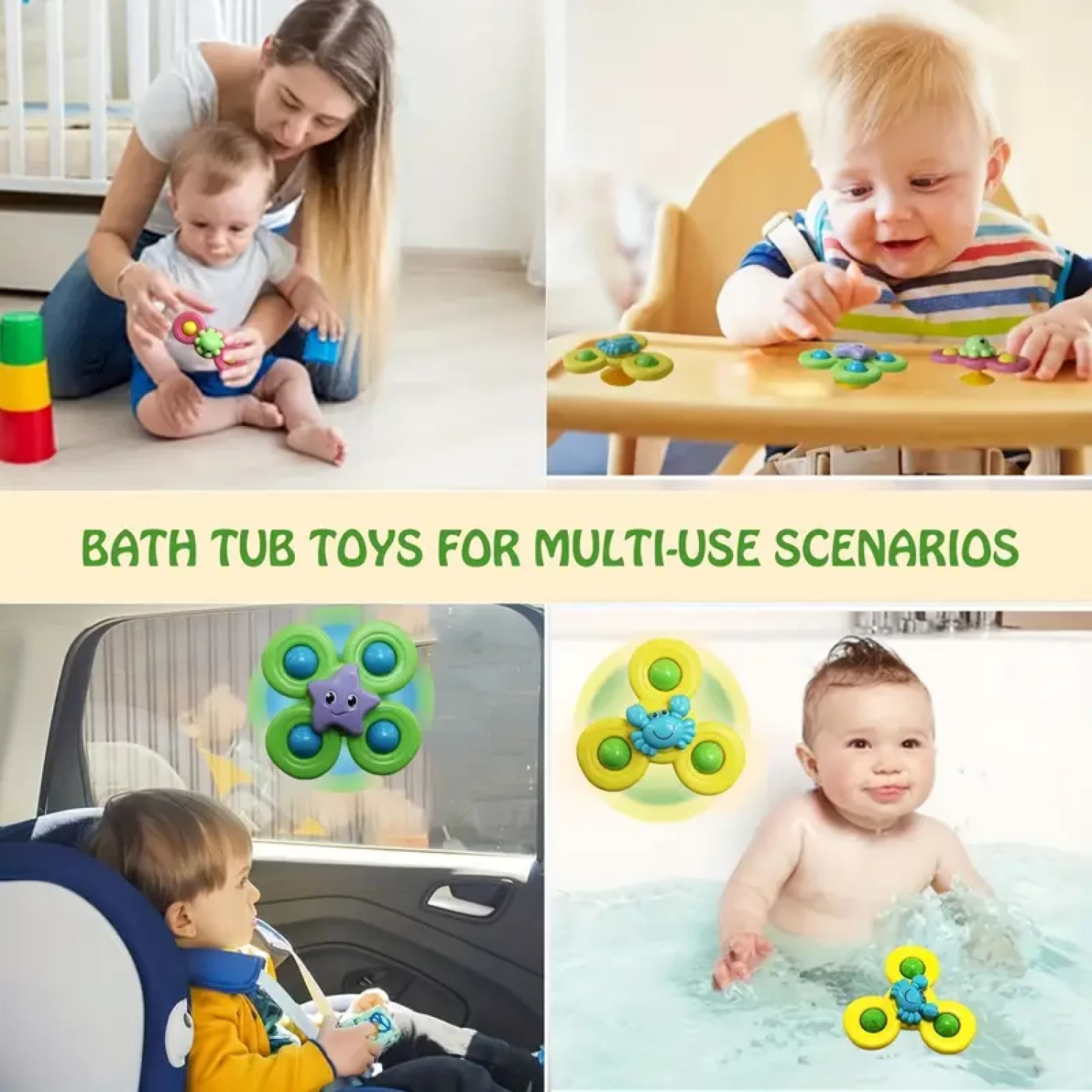 Set 3 Jucării Interactive cu Ventuză pentru Bebe - Spinner Educativ 1-2 Ani [4]