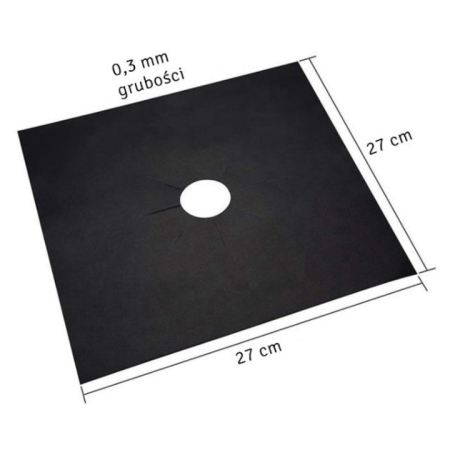 Set 4 Folii Teflon Reutilizabilă 27x27 cm pentru Aragaz sau Plită, Rezistentă Termic -60°C până la 260°C, Negru, Grosime 0.3 mm [3]