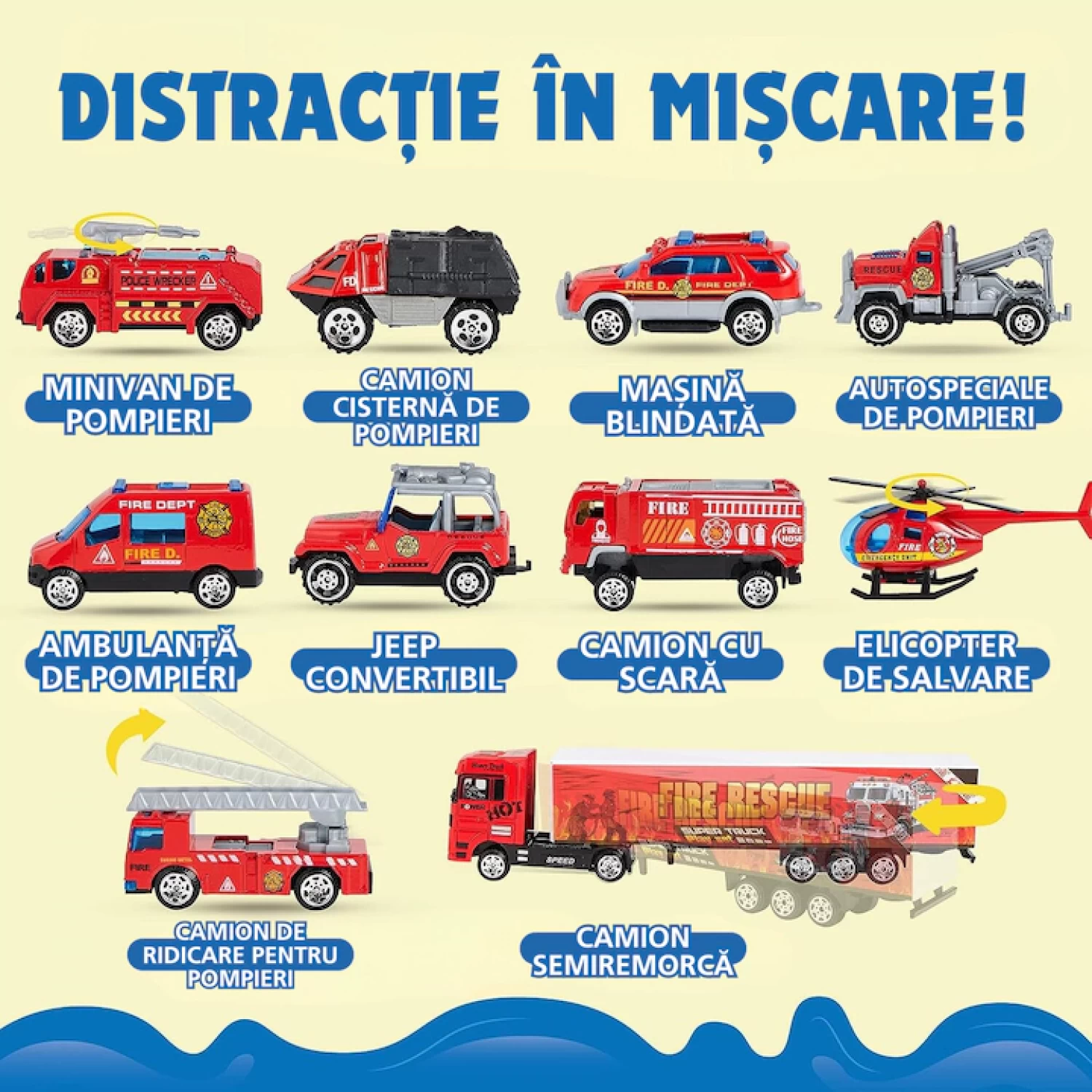 Set Camion Trailer de Jucărie cu 12 Piese - Funcții Pull-Back, Fricțiune și Uși Deschise, pentru Copii 3-7 Ani [1]