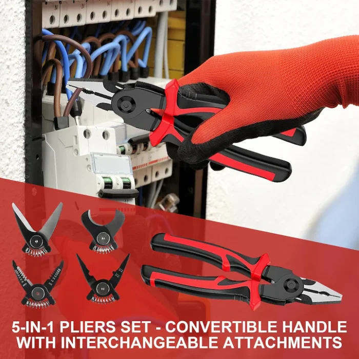 Set cleste multifunctional 5 în 1, Oțel premium, Cleste, Foarfeca, Taietor cabluri, Sertizare, Dezipare, Maner anti-alunecare [3]