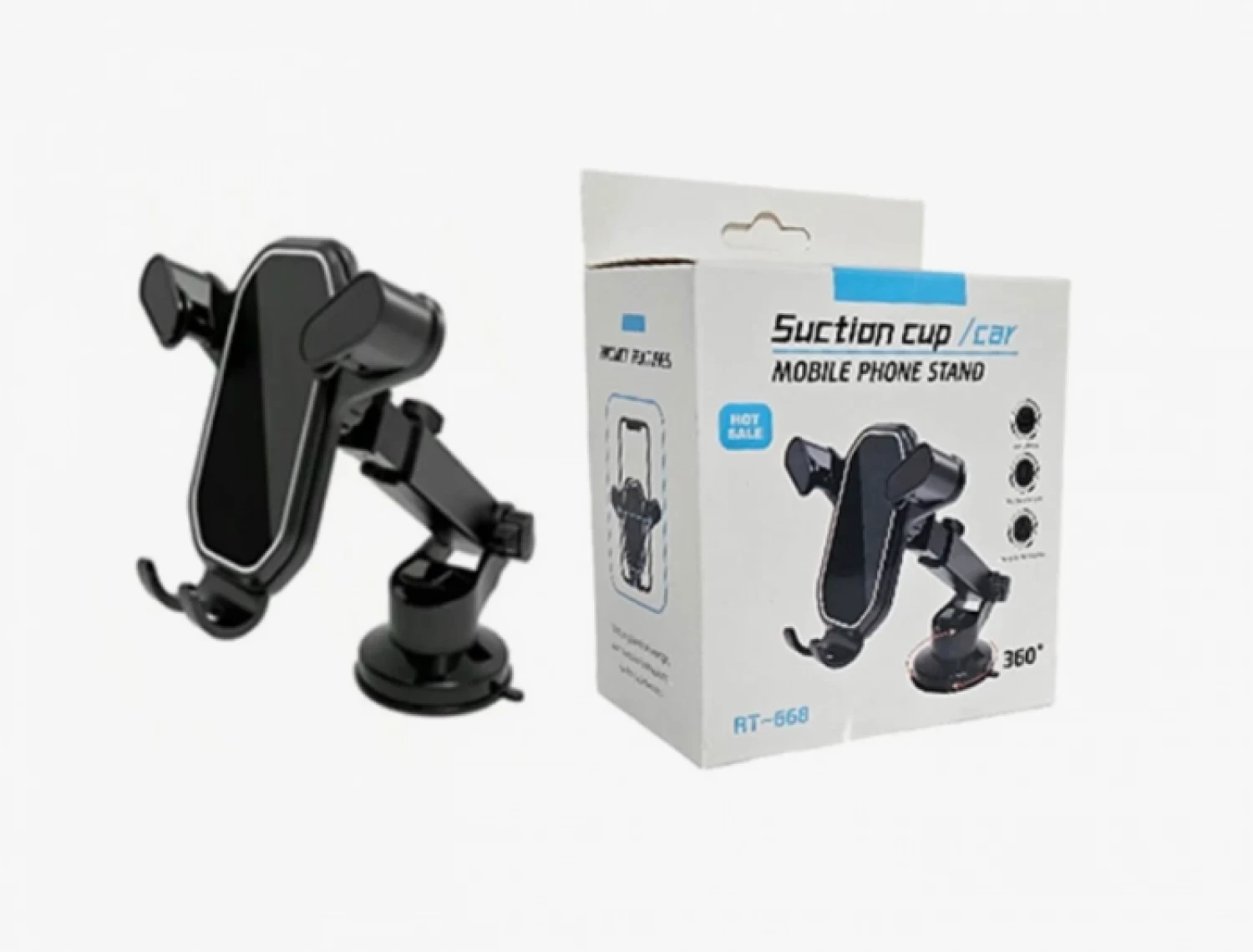 Accesorii Auto - Suport Auto RT-2288 pentru Smartphone, Fixare Puternică pe Parbriz sau Bord, Rotire 360° și Instalare Ușoară