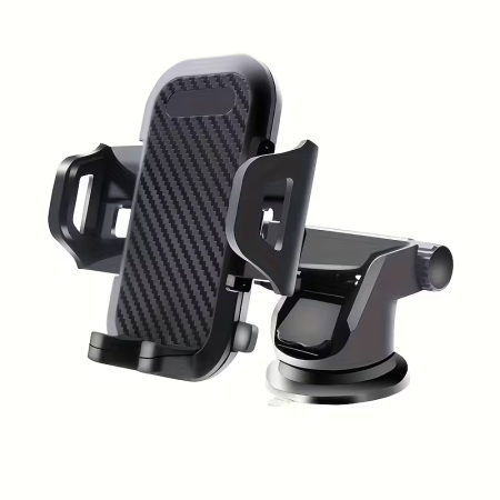 Accesorii Auto - Suport Auto Universal 2 în 1 pentru Telefon și GPS, Montare pe Bord, Rotire 360° și Cap Pivotant 270°, Material PVC Moale, Compatibil cu Toate Smartphone-urile, Negru