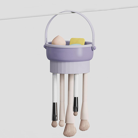 Aparate & Accesorii ingrijire personala - Suport profesional pentru curățare pensule machiaj 3 în 1, spălare, uscare și depozitare, design portabil, material TPR și PP rezistent