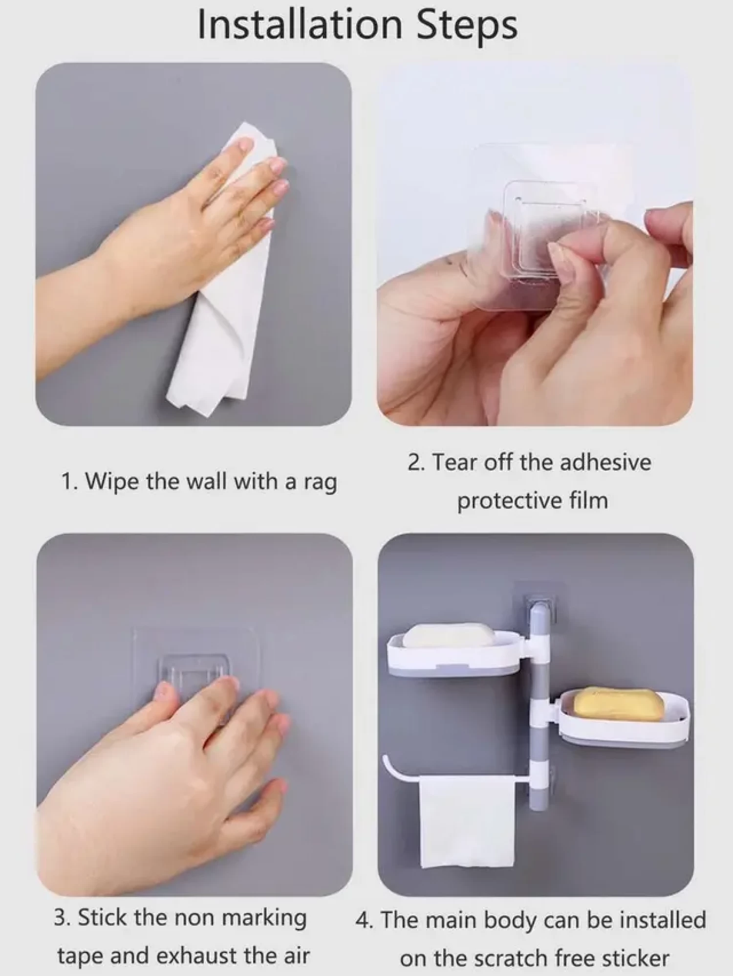 Suport Rotativ Multifuncțional pentru Baie - Plastic Rezistent, Design Compact, Montare Ușoară, Alb/Gri [1]