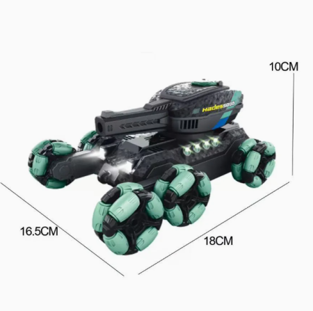 Tanc RC cu telecomandă 2.4G, control gesturi, lansare gloanțe de apă, rotire 360°, 6 roți motoare, efecte luminoase și sonore, acumulator [1]