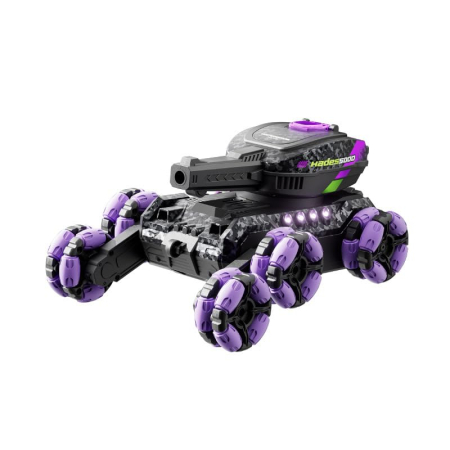 Produse si jucarii pentru copii - Tanc RC cu telecomandă 2.4G, control gesturi, lansare gloanțe de apă, rotire 360°, 6 roți motoare, efecte luminoase și sonore, acumulator