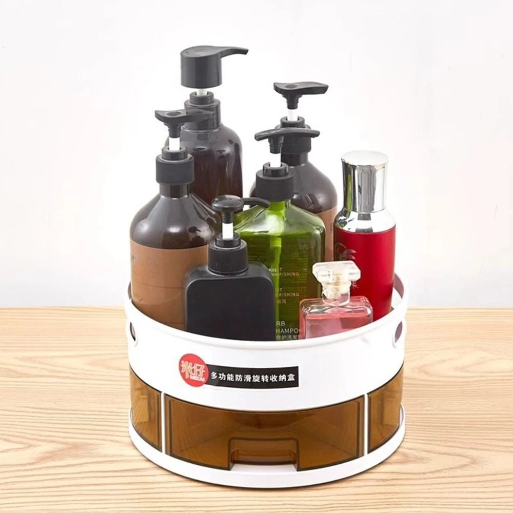 Tavă Rotativă 360° cu 2 Niveluri - Organizator pentru Fructe și Condimente, Antiderapantă, Plastic Durabil, pentru Bucătărie [4]