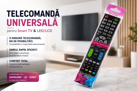 Telecomandă Universală Strong RM-014S+ Smart, Compatibilă LCD/LED TV, Coduri Multiple, Funcționează cu 3xAAA [1]