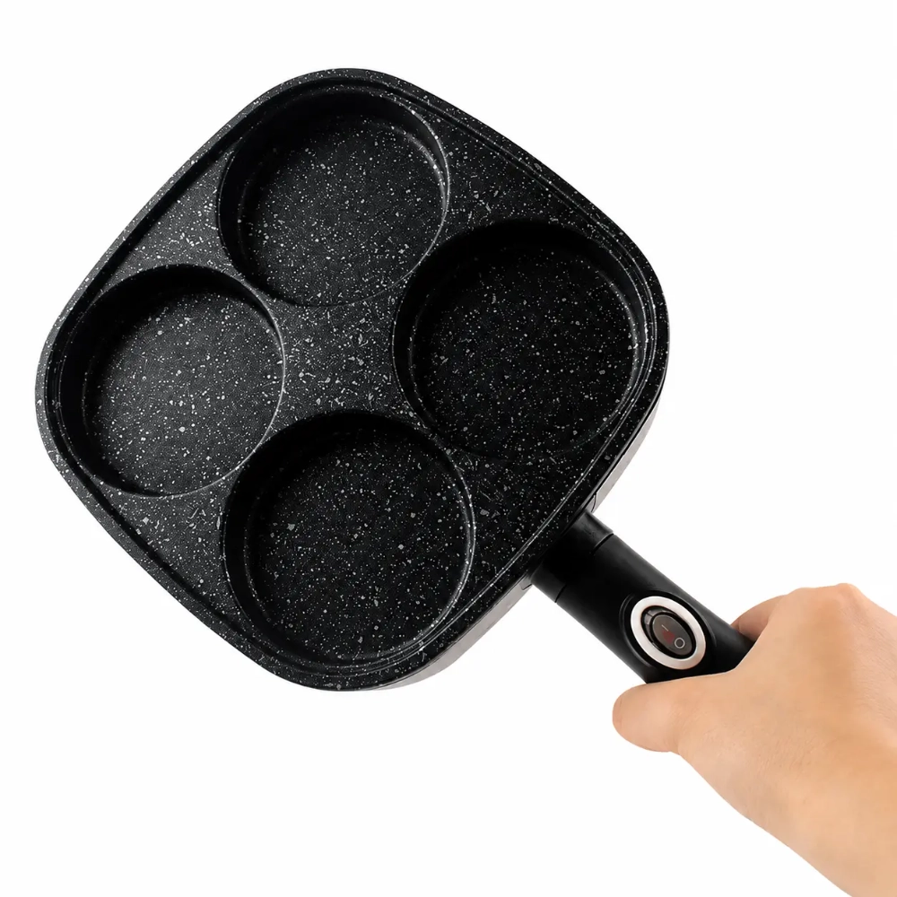 Tigaie Electrică Multifuncțională cu 4 Compartimente - 700W, 220V, Suprafață Antiaderentă, pentru Ouă, Omletă, Clătite și Reîncălzire [1]