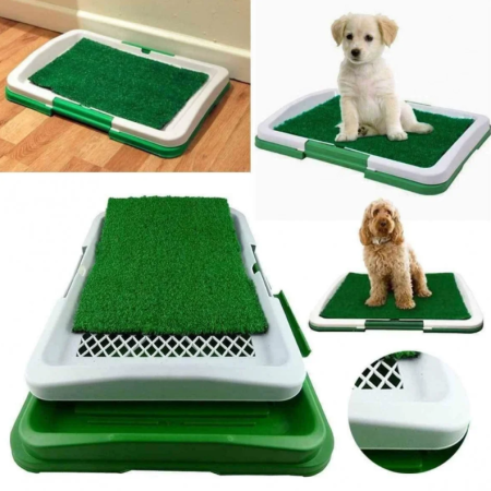 Toaletă animale cu gazon artificial, 3 straturi, ușor de întreținut, dimensiuni 47×34×5 cm, pentru uz interior sau terasă [1]