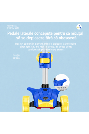 Trotinetă multifuncțională copii cu scaun detașabil, muzică, baloane și roți LED, model 3 în 1, pentru vârsta 3+, albastru [4]
