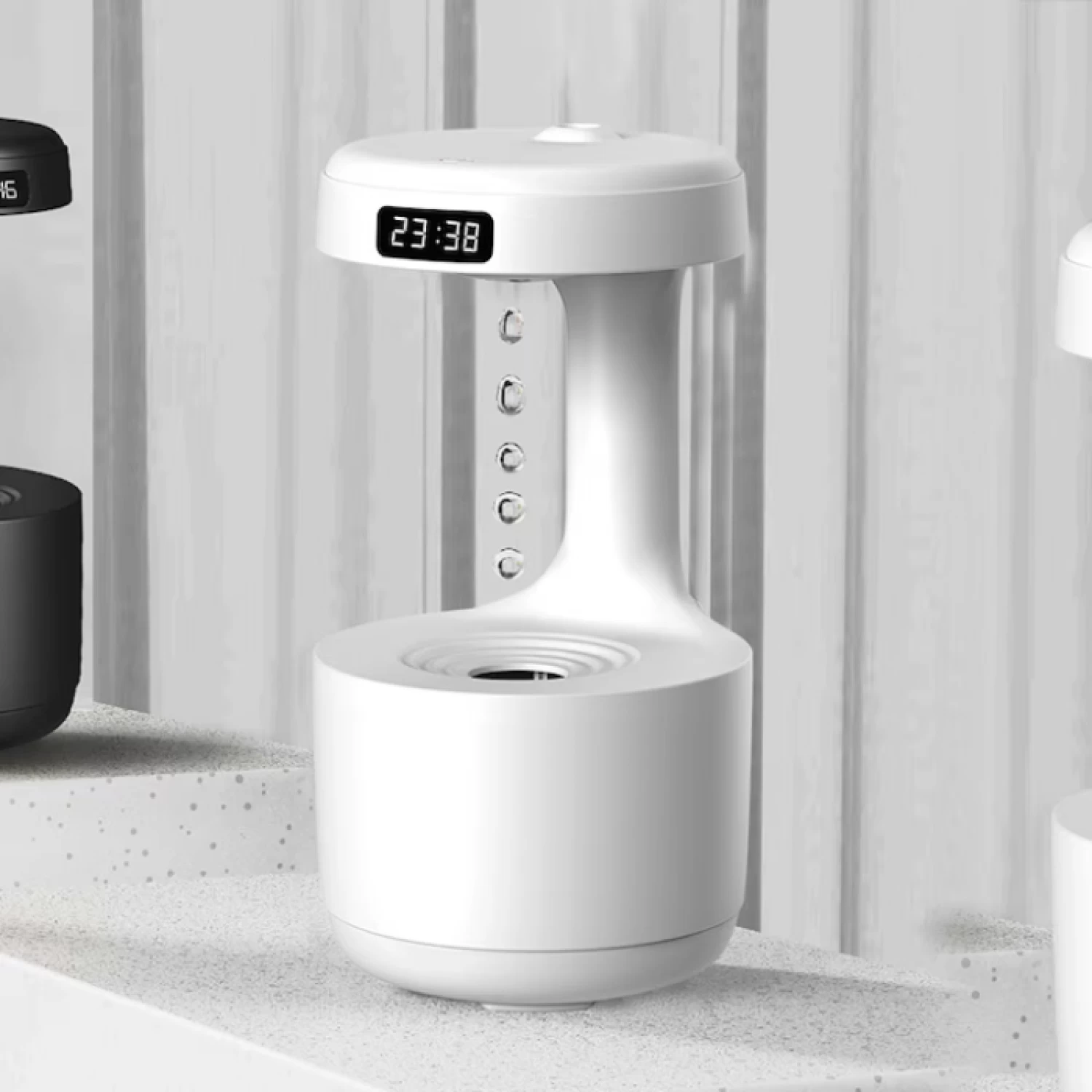 Umidificator Anti-Gravity Ultrasunete 800ml cu LED - Funcție Anti-Dry, Lumină Ambient și Display Inteligent, Alb/Verde [8]