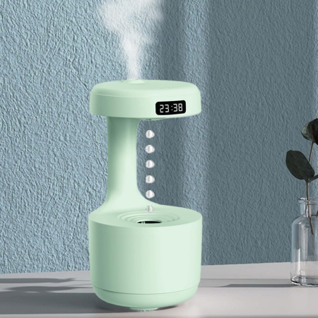 Umidificator Anti-Gravity Ultrasunete 800ml cu LED - Funcție Anti-Dry, Lumină Ambient și Display Inteligent, Alb/Verde [5]
