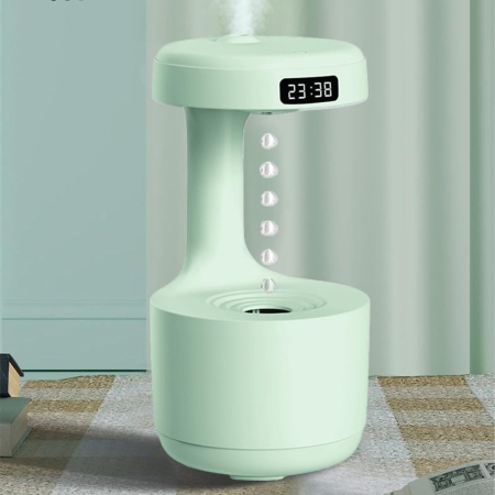 Umidificator Anti-Gravity Ultrasunete 800ml cu LED - Funcție Anti-Dry, Lumină Ambient și Display Inteligent, Alb/Verde [1]
