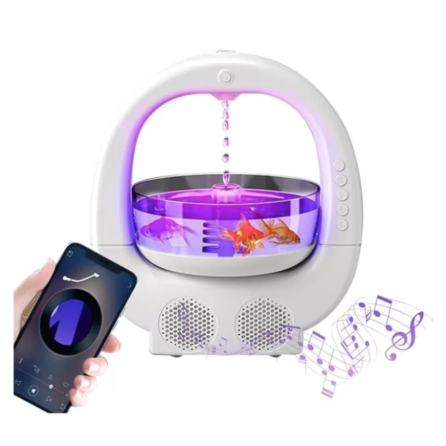 Casa si Bucatarie - Umidificator cu Efect Antigravitație, Difuzor Bluetooth, Iluminare LED Ambientală, 31-40 m², Design Modern, Alb