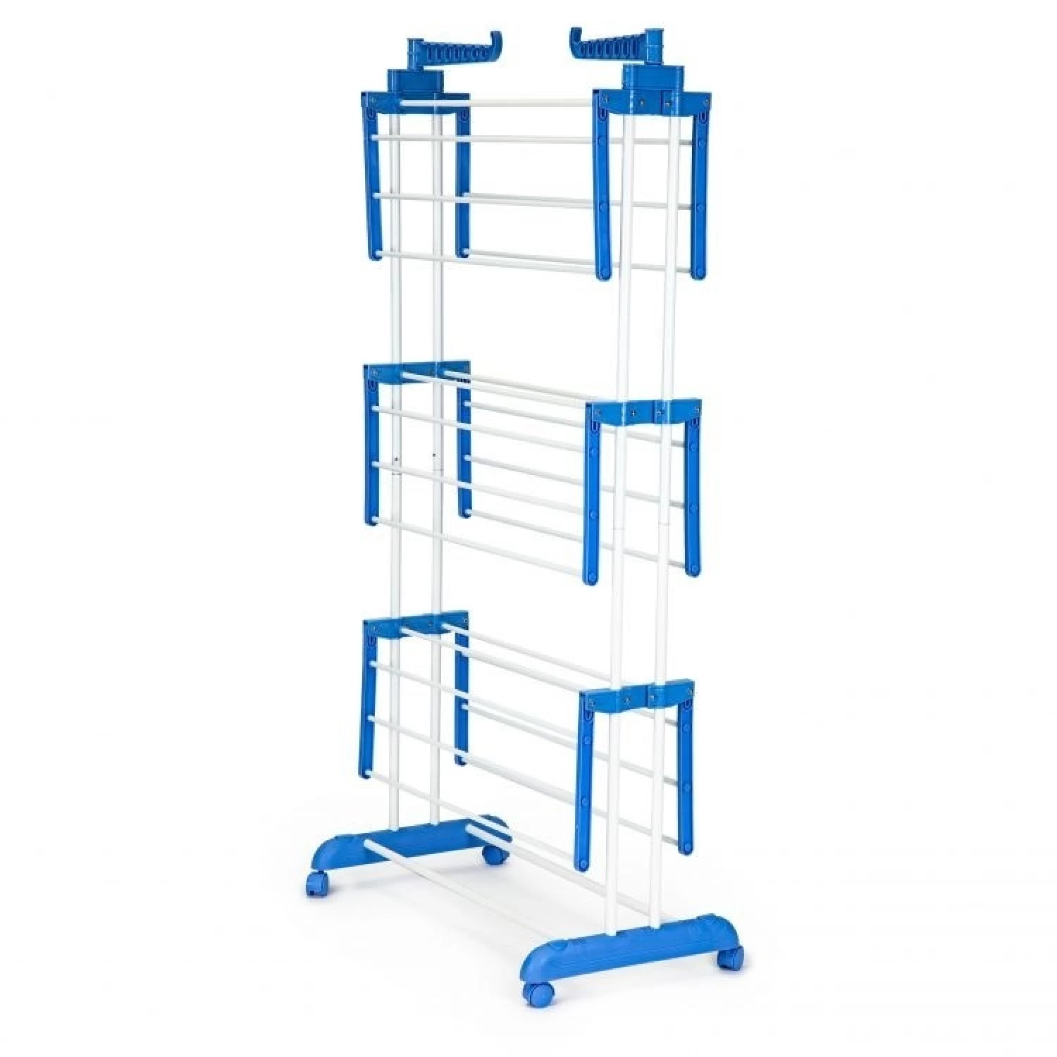 Uscător de Rufe Vertical, Pliabil și cu Roți, Capacitate 50 kg, 3 Niveluri de Uscare, Design Compact, alb/Albastru [17]