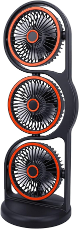 Casa si Bucatarie - Ventilator Portabil de Birou cu 3 Capete, Rotire 360°, 5 Trepte de Viteză, Acumulator Reîncărcabil prin USB, Flux de Aer Multidirecțional, Înclinare Reglabilă la 45°