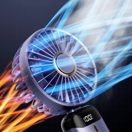 Ventilator portabil pliabil cu afișaj LED, 5 trepte de viteză, baterie 1800 mAh, alimentare USB, design compact și modern [3]