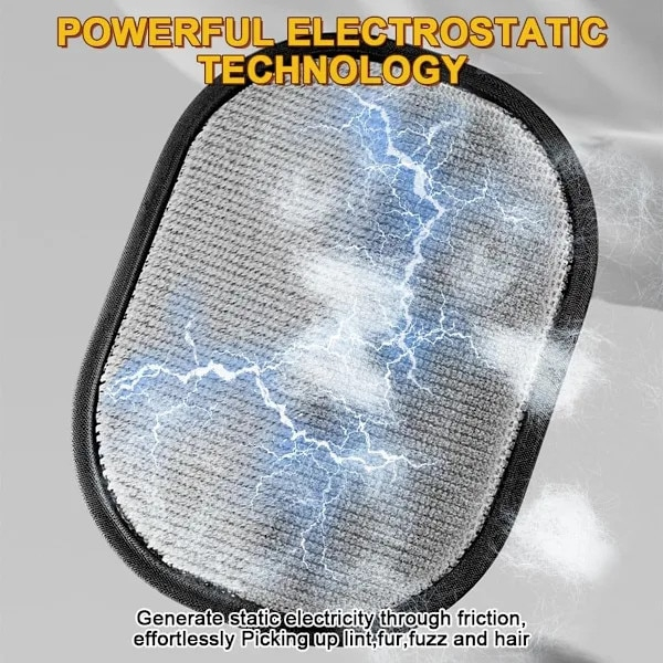 2 az 1-ben Kisállatszőr-eltávolító Kesztyű – Elektrosztatikus, Mosható és Újrahasználható, Kétoldalas Kialakítás, Fekete/Sárga, Állatokhoz és Textilfelületekhez [4]
